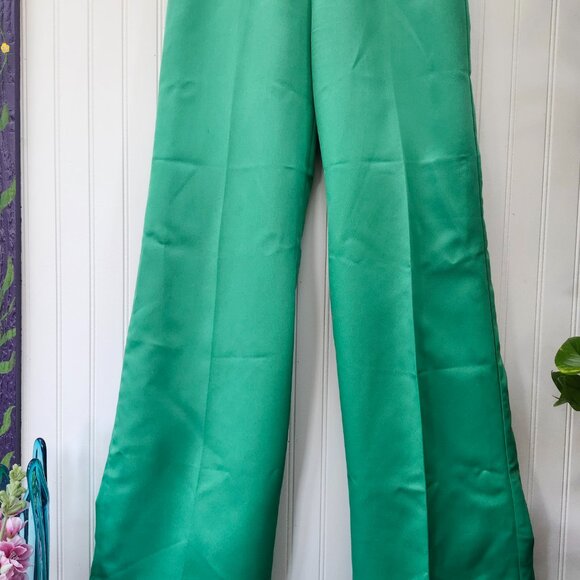 Vintage 1970's Minty Shamrock Green Wide Leg Pants by Whats-in-a-name - Picture 8 of 16